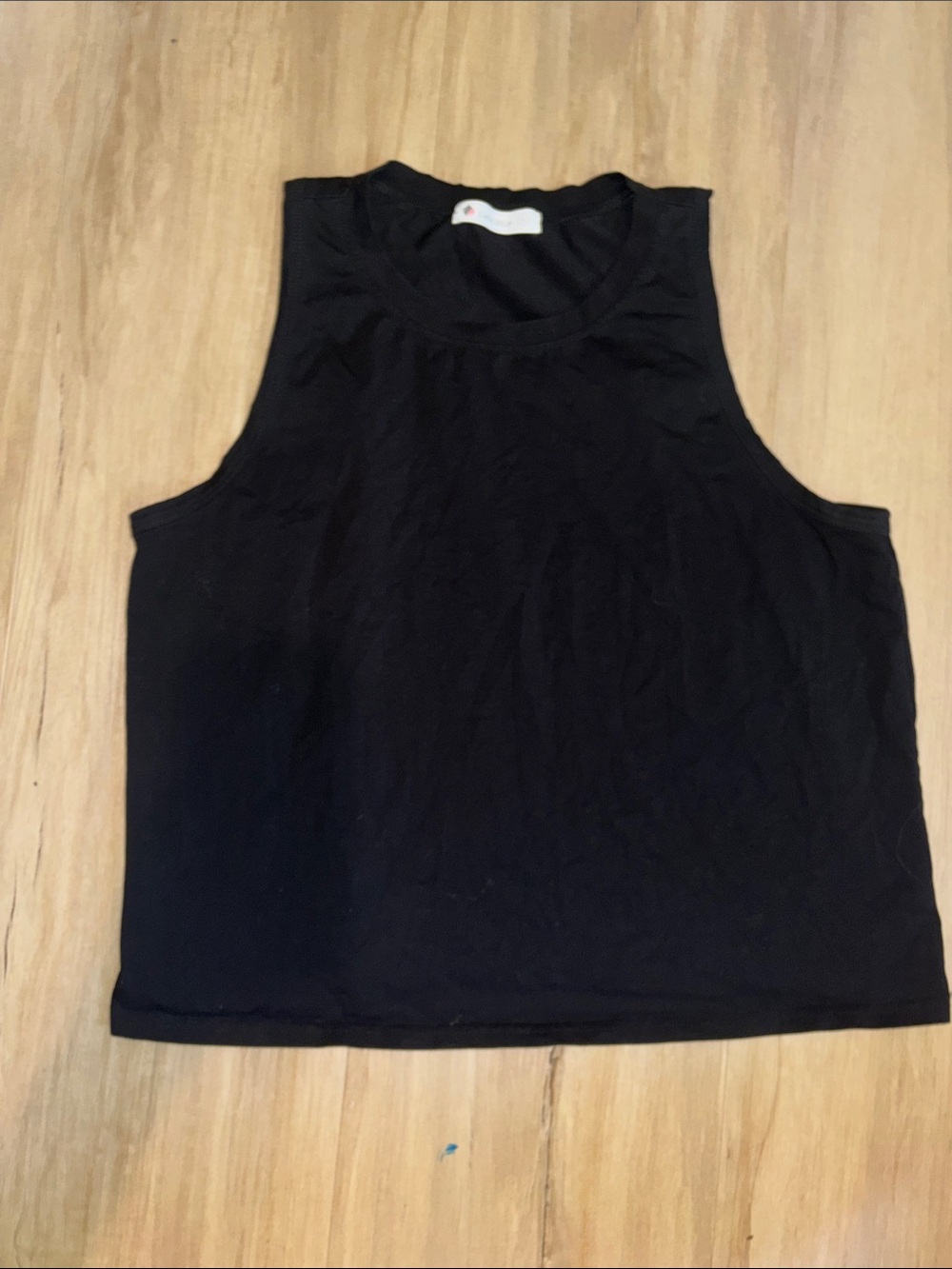 Women’s Black Ribbed Tank Top - Casual Scoop Neck